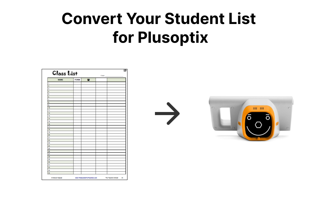 Convert CSV / Excel to Plusoptix
